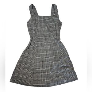 Black White Plaid Pinafore Skater Dress Women’s 1X Sleeveless